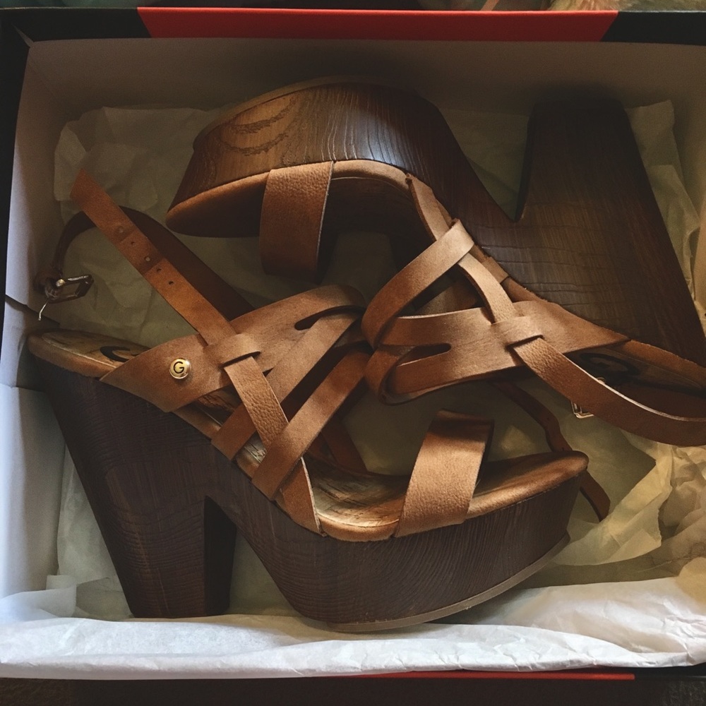 Guess Brown Chunky Heels